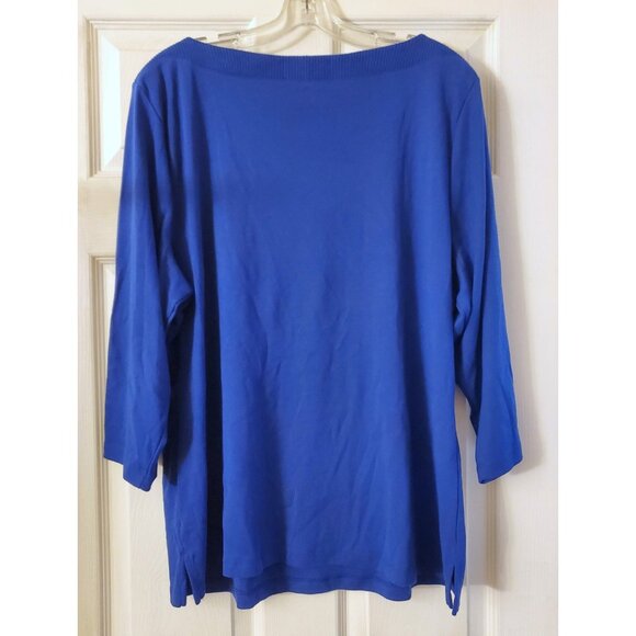 KAREN SCOTT WOMAN RIB BOATNECK SWEATER BRIGHT BLUE SIZE 3X NWT - Picture 4 of 6